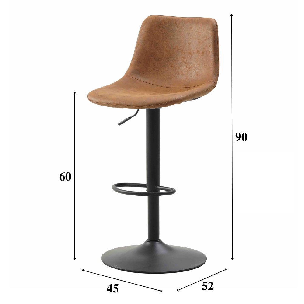 Barstol Boran Dimehouse Cognac LxBxH 55x54x53 Øko-læder Hvid fotostørrelsesangivelse
