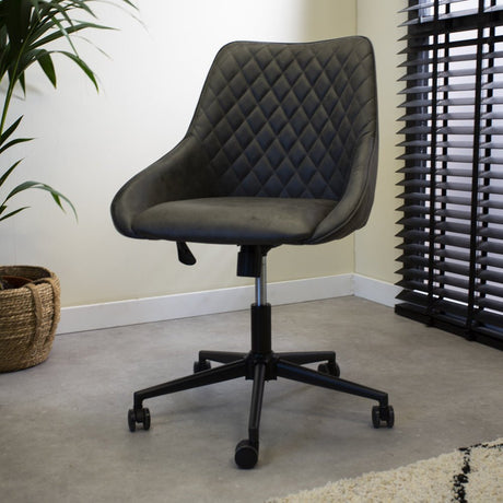 Kontorstol Emily Microfibre Dimehouse Antracit LxBxH 75x61x52 Mikrofiber Atmosfærisk foto diagonalt set forfra
