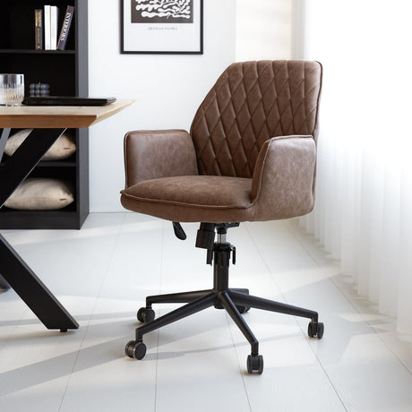 Kontorstol Novan Dimehouse Taupe LxBxH 72x63x58 Stof Atmosfærisk foto diagonalt set forfra