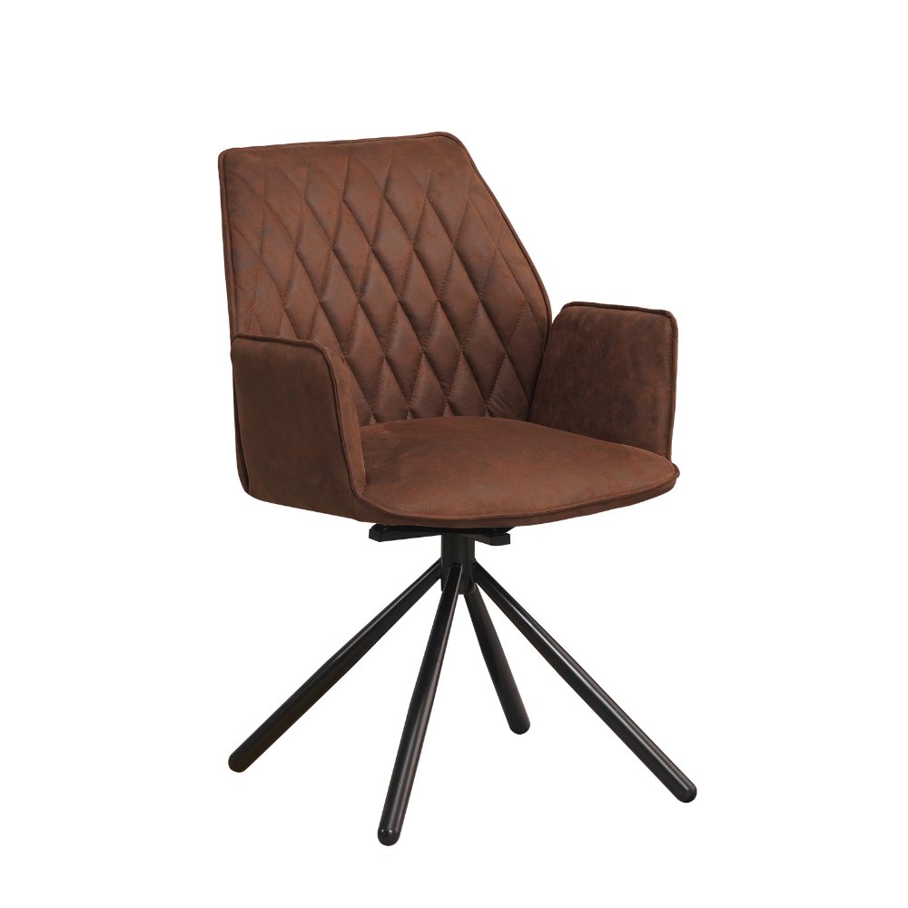 Spisestuestol Novan Microfiber Dimehouse Brun LxBxH 71x64x56 Stof Hvid foto diagonalt set forfra