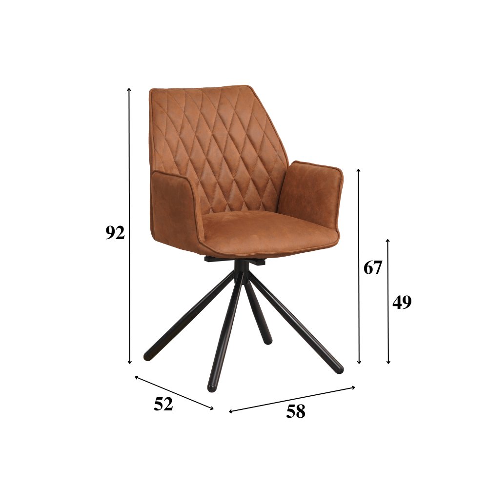 Spisestuestol Novan Microfiber Dimehouse Cognac LxBxH 71x64x56 Stof Hvid fotostørrelsesindikation