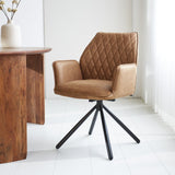 Spisestuestol Novan Microfiber Dimehouse Cognac LxBxH 71x64x56 Stof Atmosfærisk foto diagonalt set forfra