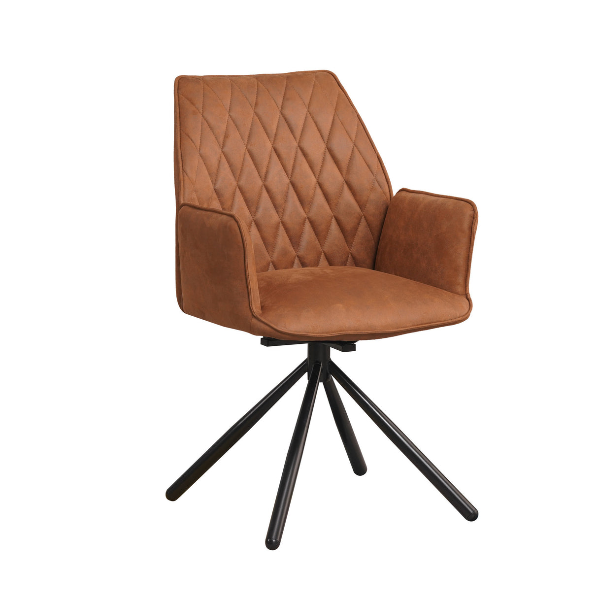 Spisestuestol Novan Microfiber Dimehouse Cognac LxBxH 71x64x56 Stof Hvid foto diagonalt set forfra