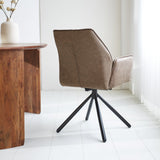 Spisestuestol Novan Microfiber Dimehouse Taupe LxBxH 71x64x56 Stof Atmosfærisk foto diagonalt set bagfra