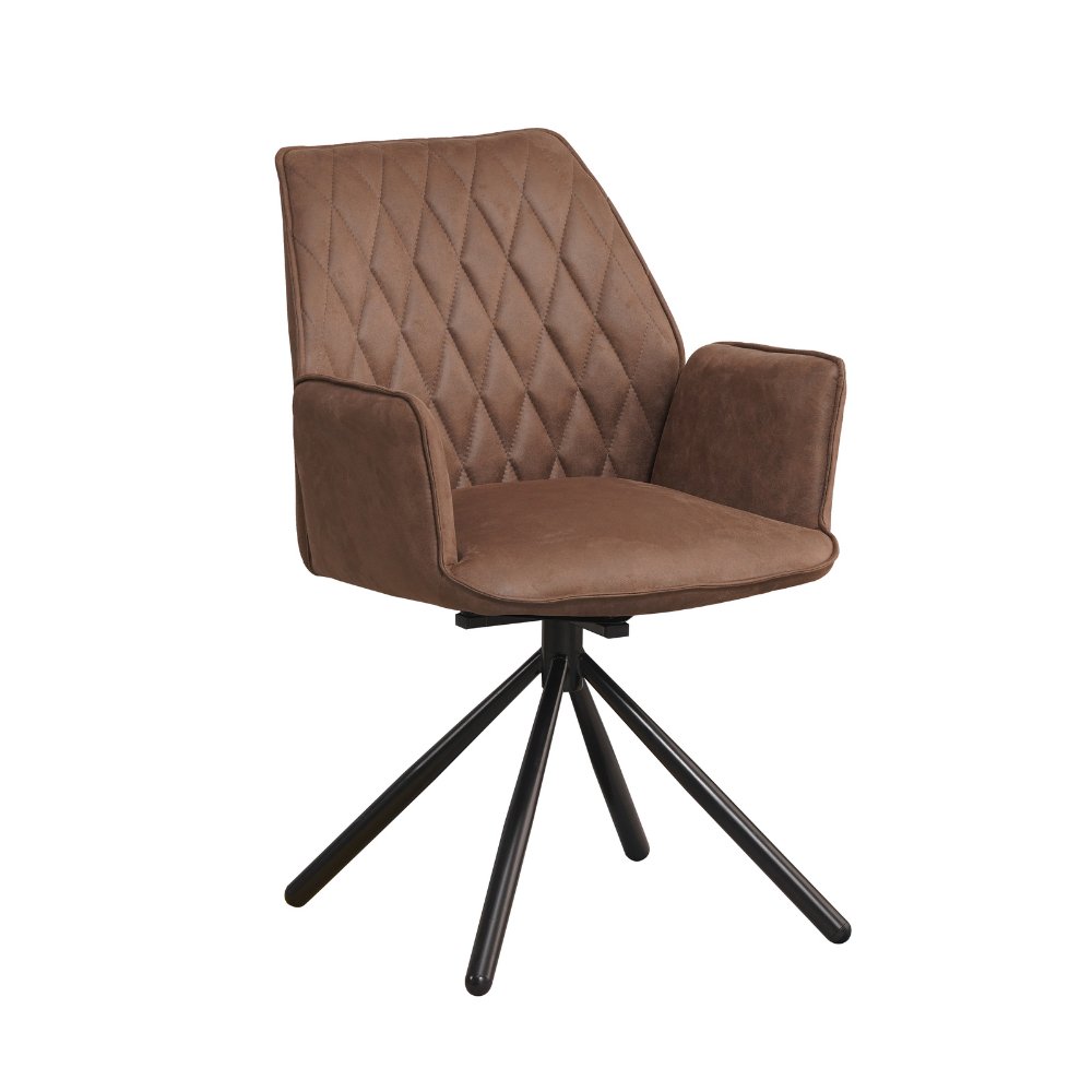 Spisestuestol Novan Microfiber Dimehouse Taupe LxBxH 71x64x56 Stof Hvid foto diagonalt set forfra