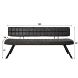 Spisesofa Madrid DH Interiør Sort LxBxH 186x44x22 Kunstlæder Hvid fotostørrelsesindikation