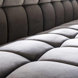 Spisesofa Romy DH Interiør Antracit LxBxH 196x81x58 Velvet Atmosfærisk foto diagonalt set forfra