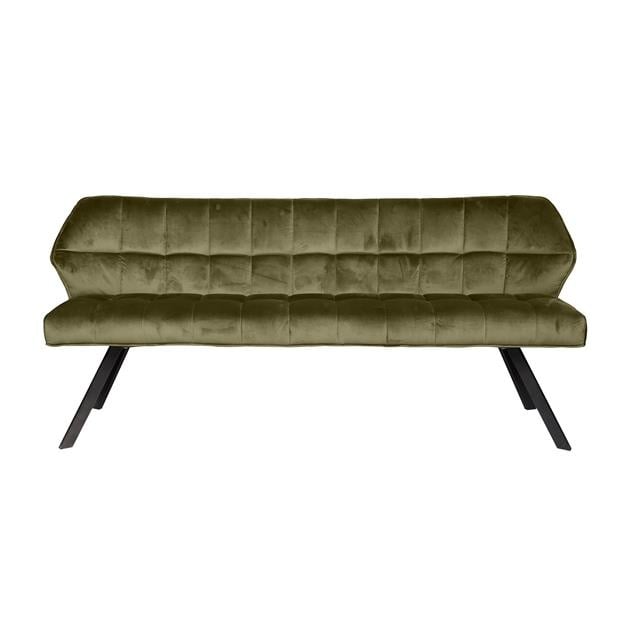 Spisestue sofa Romy DH Interiør Grøn LxBxH 188x59x48 Fløjl Hvid foto set forfra