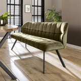 Spisesofa Romy DH Interiør Grøn LxBxH 188x59x48 Fløjl Atmosfærisk foto diagonalt set forfra