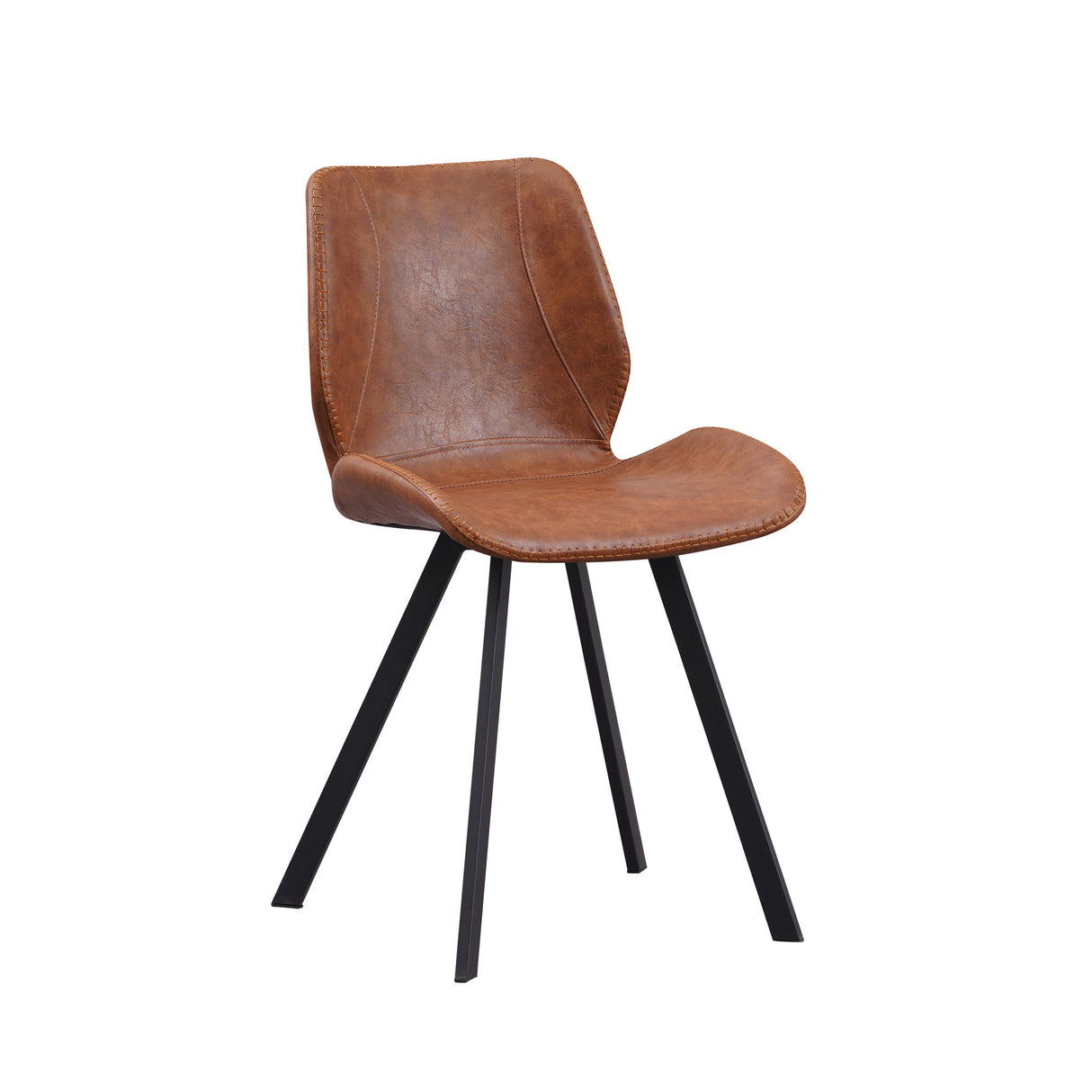 Spisestuestol Barry Dimehouse Cognac LxBxH 69x66x48 Kunstlæder Hvid foto diagonalt set forfra