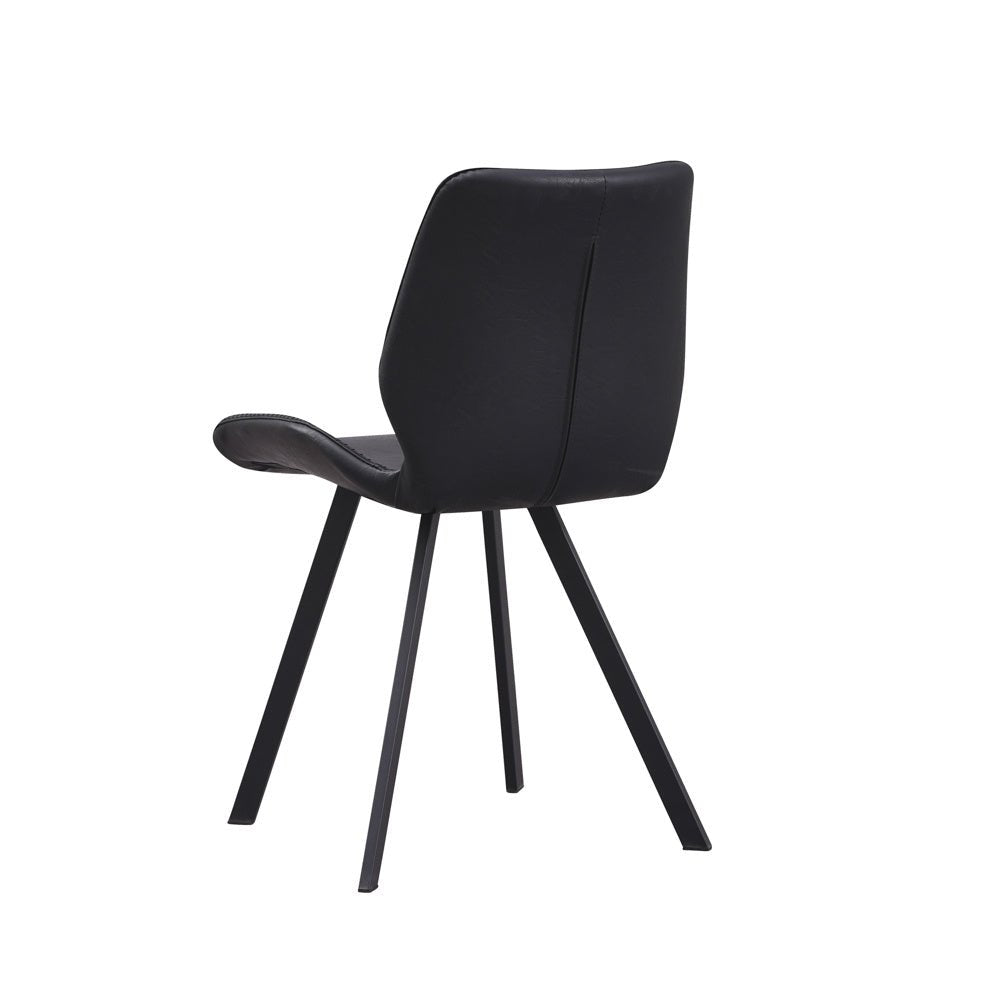 Spisestuestol Barry Dimehouse Sort LxBxH 69x66x48 Kunstlæder Hvid foto diagonalt set bagfra