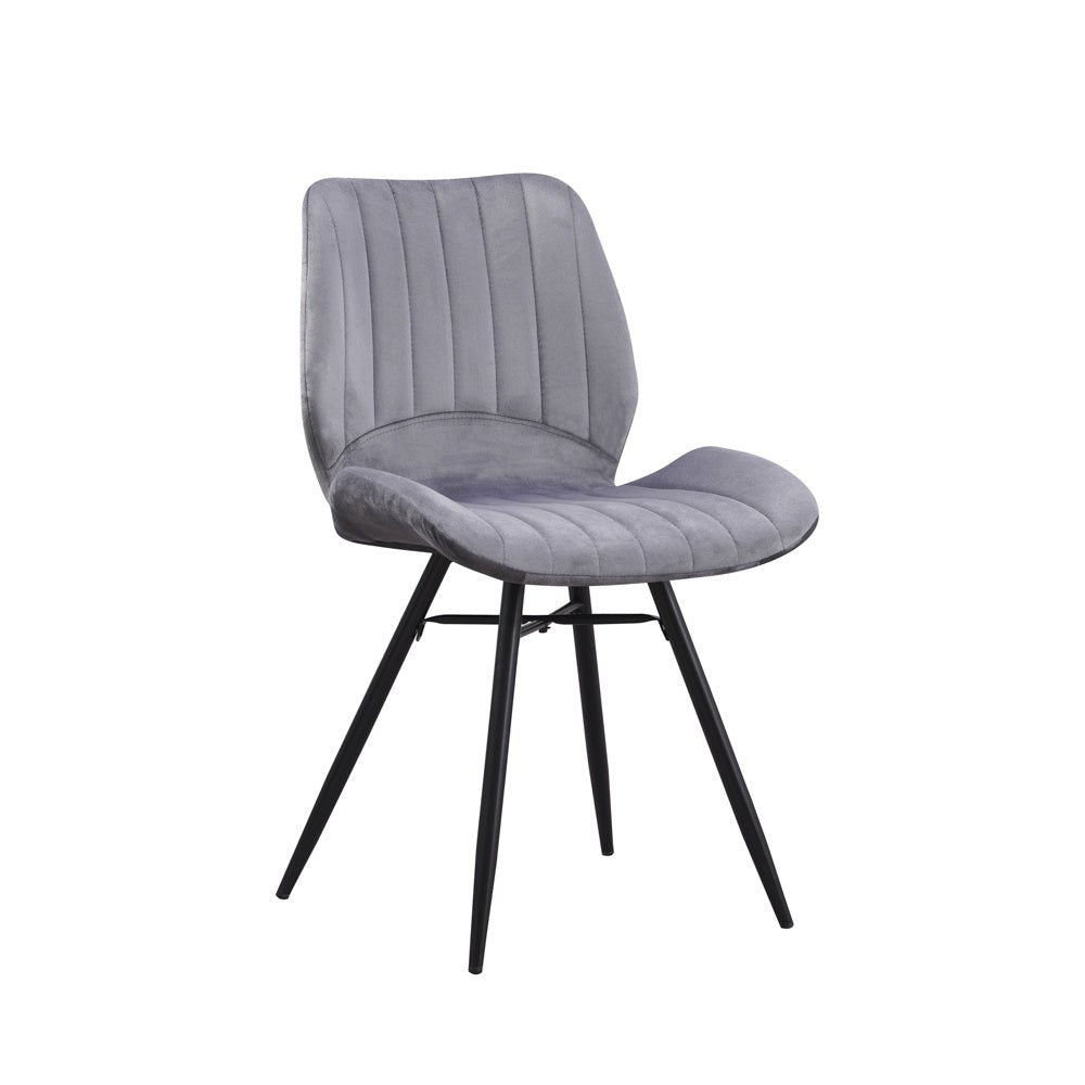Spisestuestol Beau fløjl Dimehouse Antracit LxBxH 71x67x49 Stof Hvid foto diagonalt set forfra