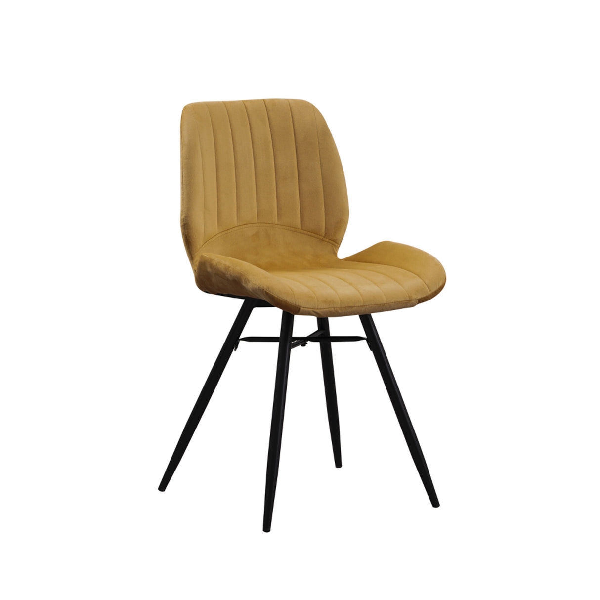 Spisestuestol Beau fløjl Dimehouse Gul LxBxH 71x67x49 Stof Hvid foto diagonalt set forfra
