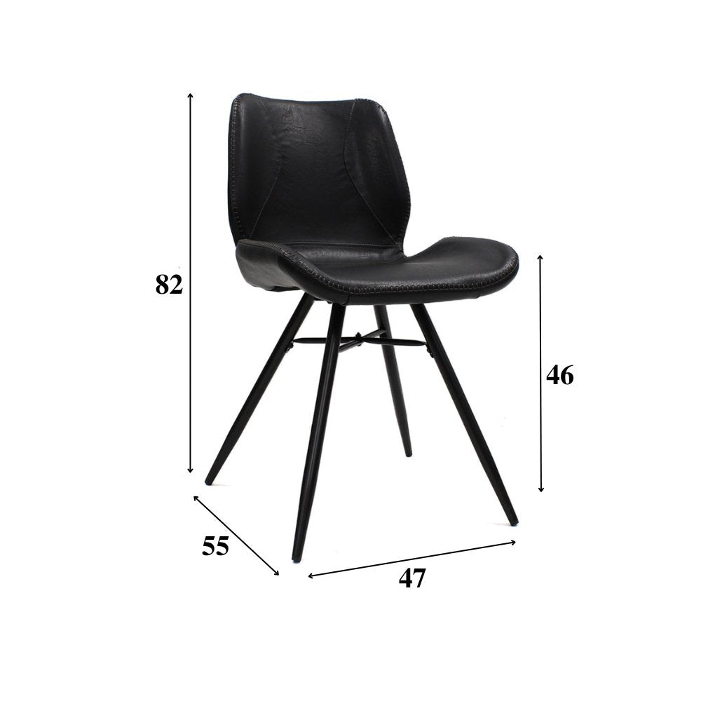 Spisestuestol Beau kunstlæder Dimehouse Sort LxBxH 72x68x50 Kunstlæder Hvid fotostørrelsesangivelse