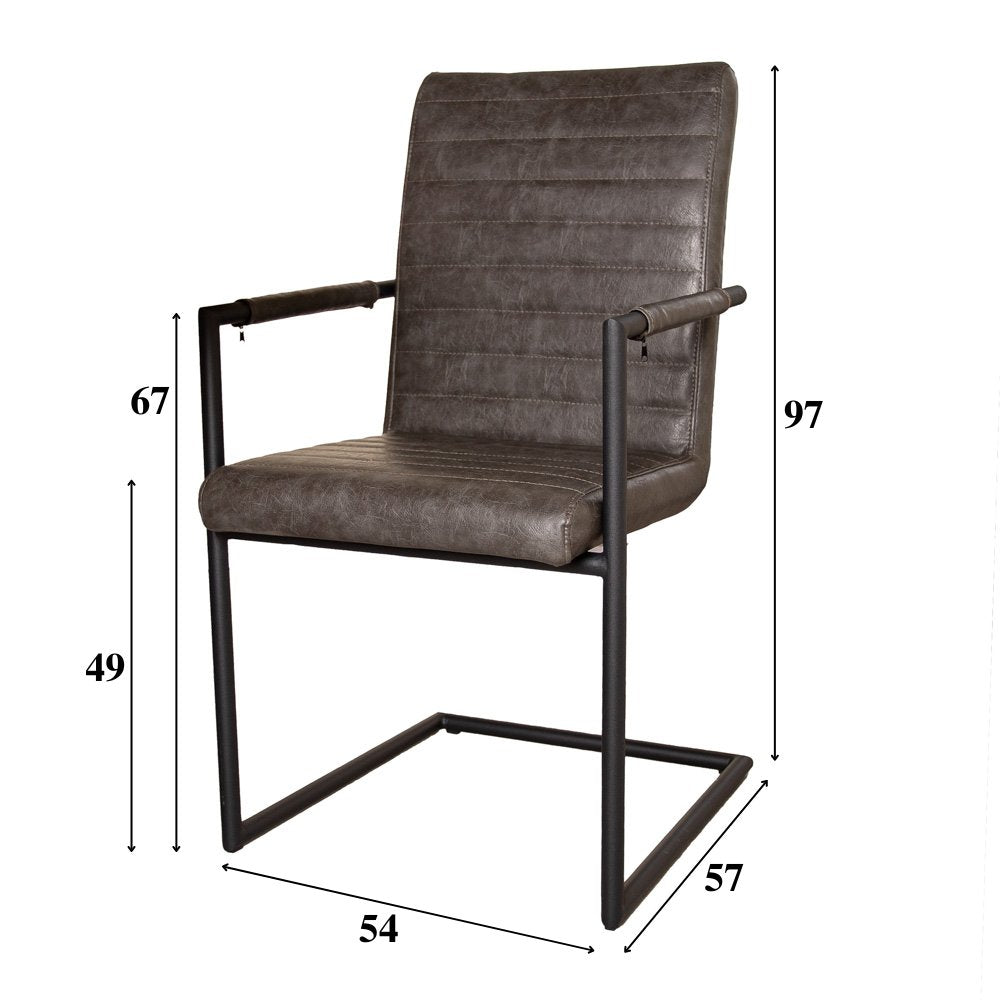 Spisestuestol BH Dimehouse Antracit LxBxH 73x59x58 Kunstlæder Hvid fotostørrelsesindikation
