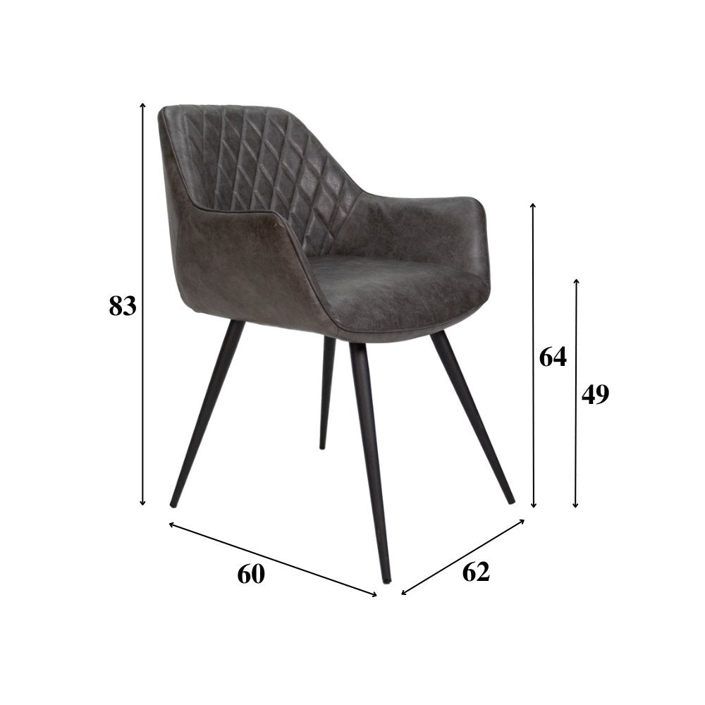 Spisestuestol Cara Dimehouse Antracit LxBxH 78x65x57 Kunstlæder Hvid fotostørrelsesindikation