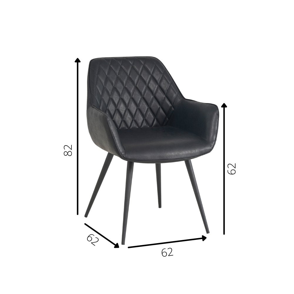 Spisestuestol Cara Dimehouse Sort LxBxH 78x65x57 Kunstlæder Hvid fotostørrelsesindikation