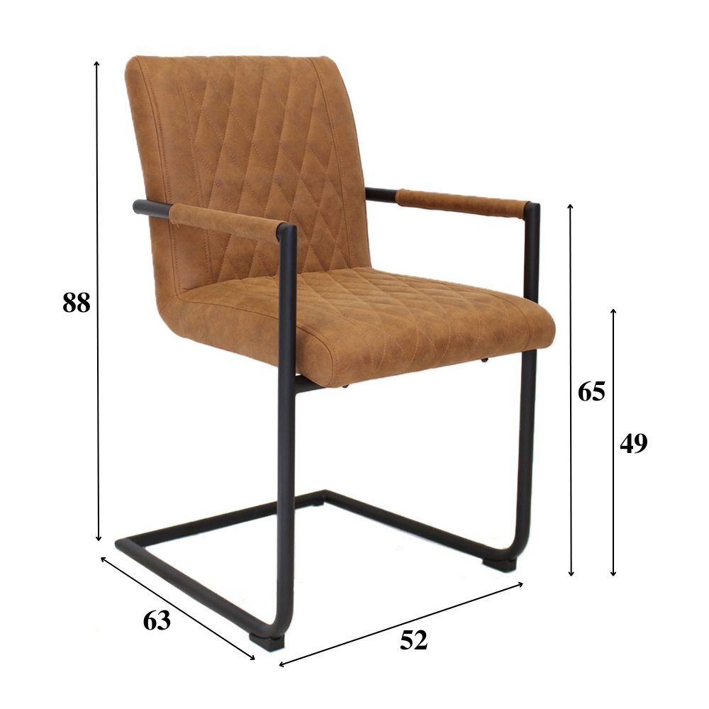 Spisestuestol Dean Dimehouse Cognac LxBxH 70x58x57 Stof Hvid fotostørrelsesindikation