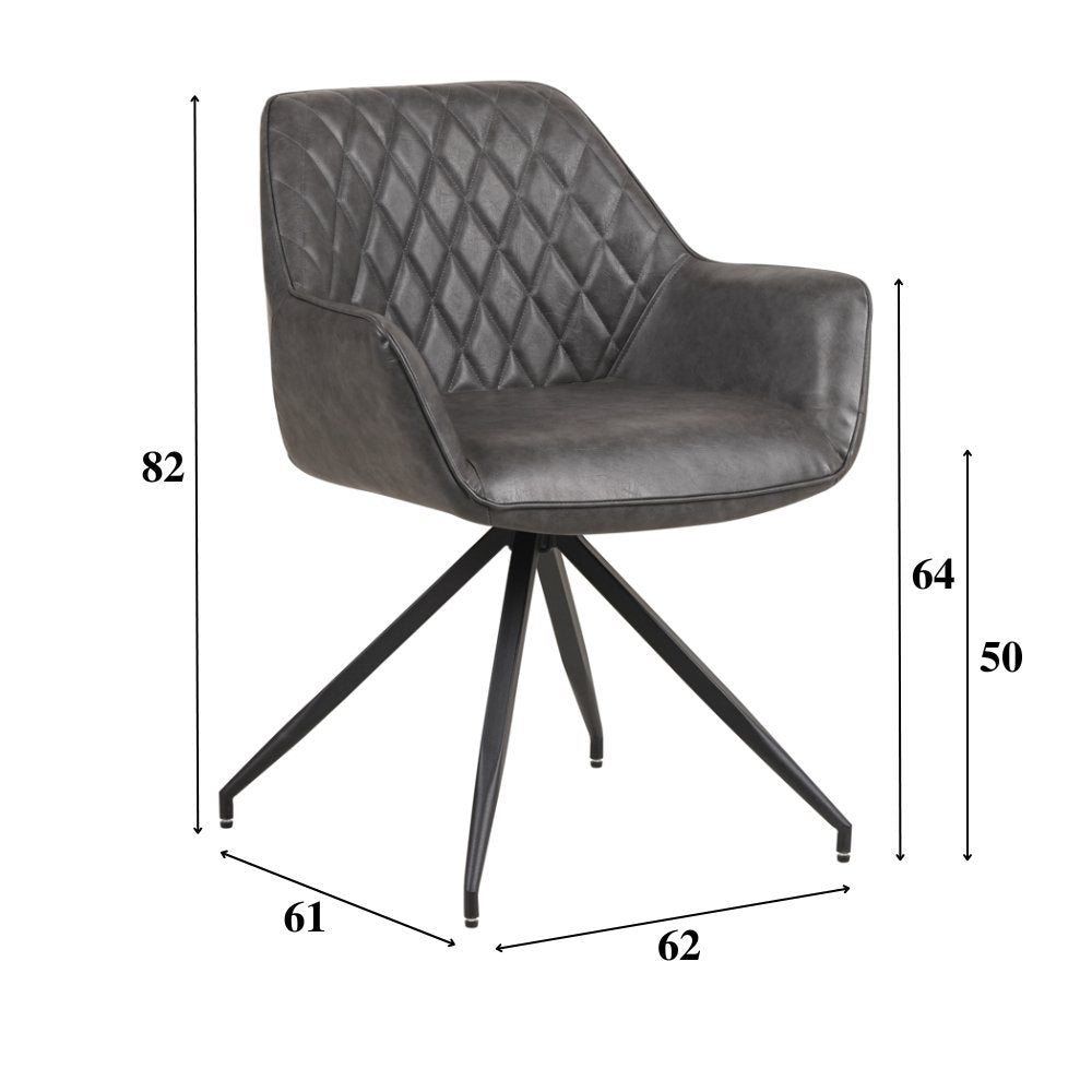 Spisestuestol Gian Dimehouse Antracit LxBxH 73x65x50 Kunstlæder Hvid fotostørrelsesindikation