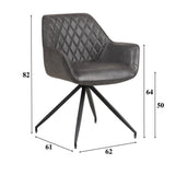 Spisestuestol Gian Dimehouse Antracit LxBxH 73x65x50 Kunstlæder Hvid fotostørrelsesindikation