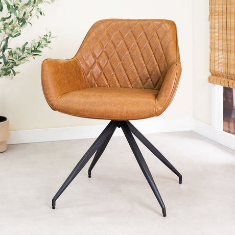 Spisestuestol Gian Dimehouse Cognac LxBxH 73x65x50 Kunstlæder Atmosfærisk foto diagonalt set forfra