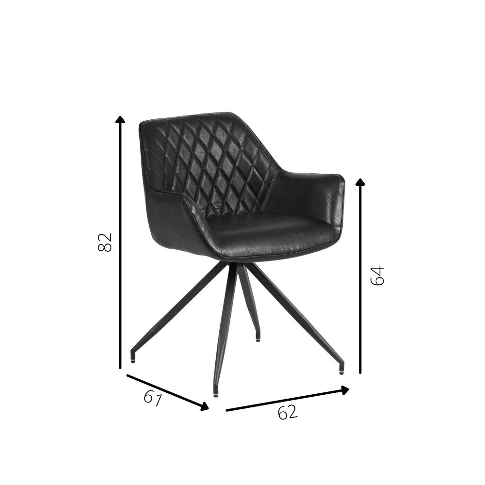 Spisestuestol Gian Dimehouse Sort LxBxH 73x65x50 Kunstlæder Hvid fotostørrelsesangivelse