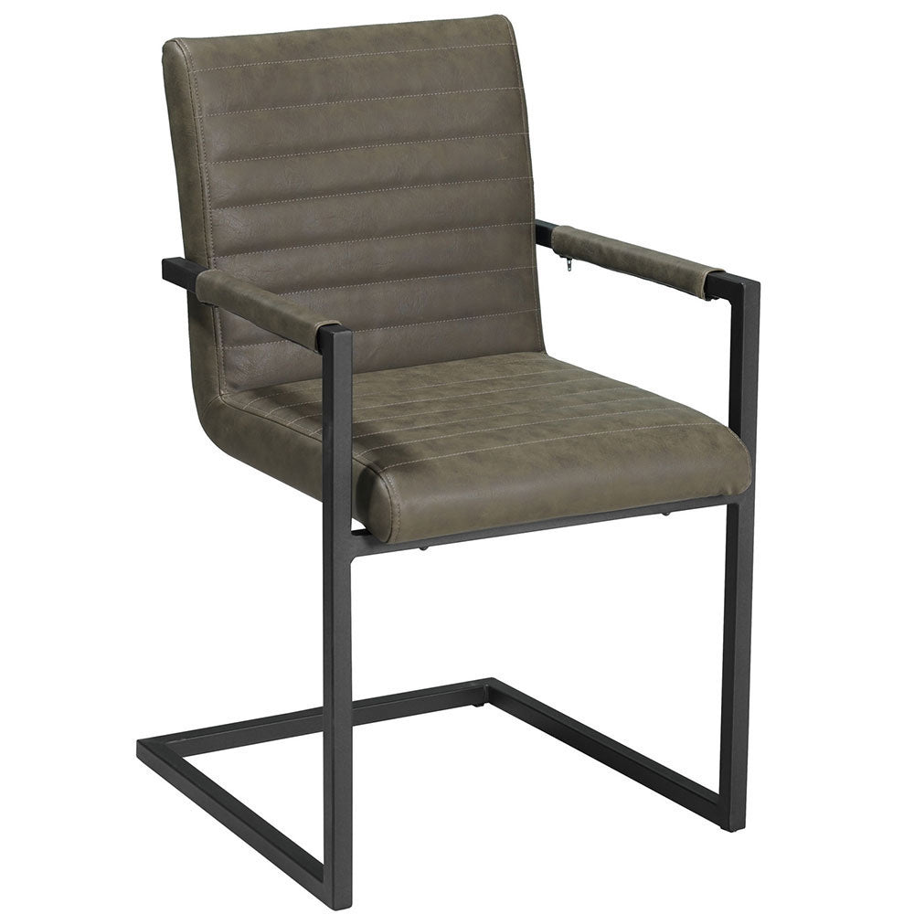 Spisestuestol Kuba Dimehouse Grøn LxBxH 71x59x58 Kunstlæder Hvid foto diagonalt set forfra