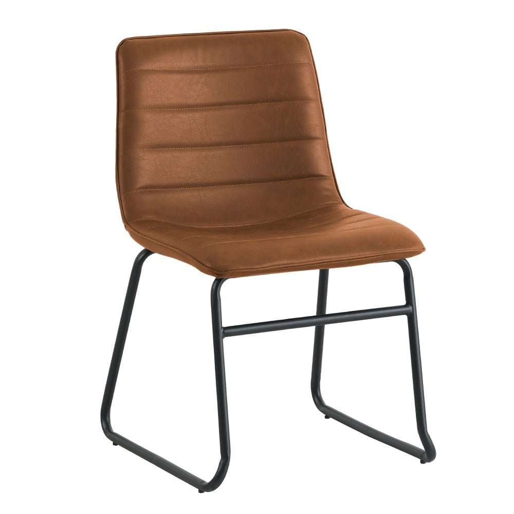 Spisestuestol Mark Dimehouse Cognac LxBxH 74x56x54 Kunstlæder Hvid foto diagonalt set forfra