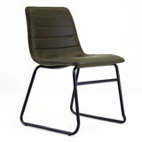 Spisestuestol Mark Dimehouse Grøn LxBxH 74x56x54 Kunstlæder Hvid foto diagonalt set forfra