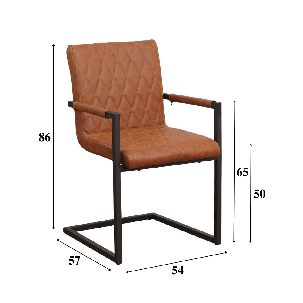 Spisestuestol Ruben Dimehouse Cognac LxBxH 71x59x58 Kunstlæder Hvid fotostørrelsesangivelse