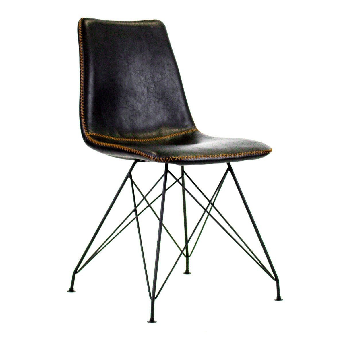Spisestuestol Viano Dimehouse Sort LxBxH 64x61x52 Kunstlæder Hvid foto diagonalt set forfra