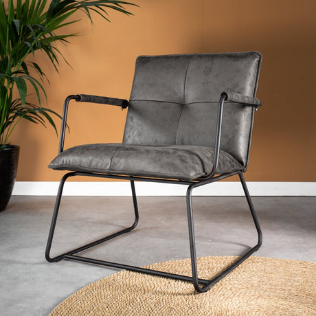 Hailey Ecoleather lænestol Dimehouse Antracit LxBxH 66x64x37 Øko-læder Atmosfærisk foto diagonalt set forfra