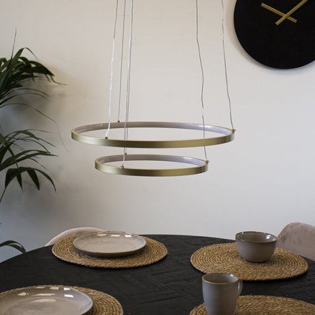 Hængelampe Elaine Gold Dimehouse Guld LxBxH 56x56x12 Metal Atmosphere foto set forfra