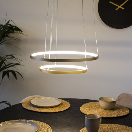 Hængelampe Elaine Gold Dimehouse Guld LxBxH 56x56x12 Metal Atmosphere foto set forfra