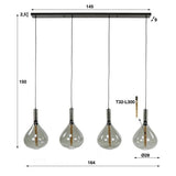 Hængelampe Karen DH Interiør Sort LxBxH 102x58x39 Metal Hvid fotostørrelsesindikation