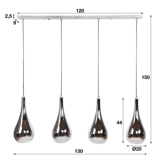 Hængelampe Mex DH Interiør Forkromet LxBxH 124x61x32 Glas Hvid fotostørrelsesindikation