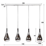 Hængelampe Mex DH Interiør Forkromet LxBxH 124x61x32 Glas Hvid fotostørrelsesindikation