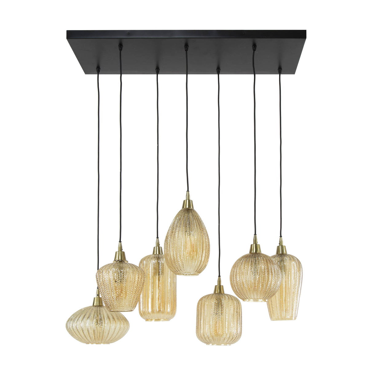 Hængelampe Olaf DH Interiør Ravfarvet glas LxBxH 96x47x46 Ravfarvet glas Hvidt foto set forfra