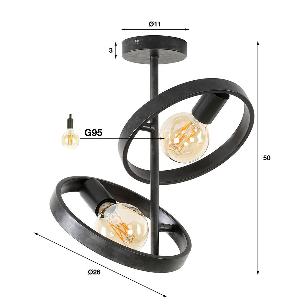 Loftslampe Otan DH Interiør Charcoal LxBxH 48x28x9 Metal Hvid fotostørrelsesindikation