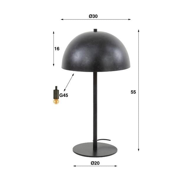Bordlampe Vera DH Interiør Charcoal LxBxH 34x33x22 Metal Hvid fotostørrelsesindikation