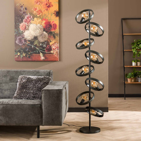 Gulvlampe Otan DH Interiør Charcoal LxBxH 153x44x18 Metal Atmosfærisk foto diagonalt set forfra