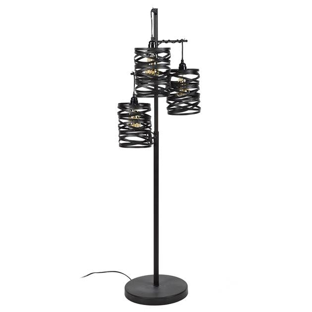 Gulvlampe Spin DH Interiør Grå LxBxH 120x39x39 Skifergrå Hvid foto set forfra