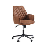 Kontorstol Novan Dimehouse Cognac LxBxH 72x63x58 Stof Hvid foto diagonalt set forfra