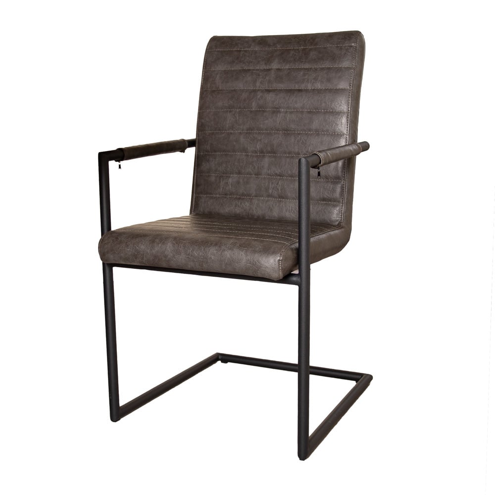 Spisestuestol BH Dimehouse Antracit LxBxH 73x59x58 Kunstlæder Hvid foto diagonalt set forfra