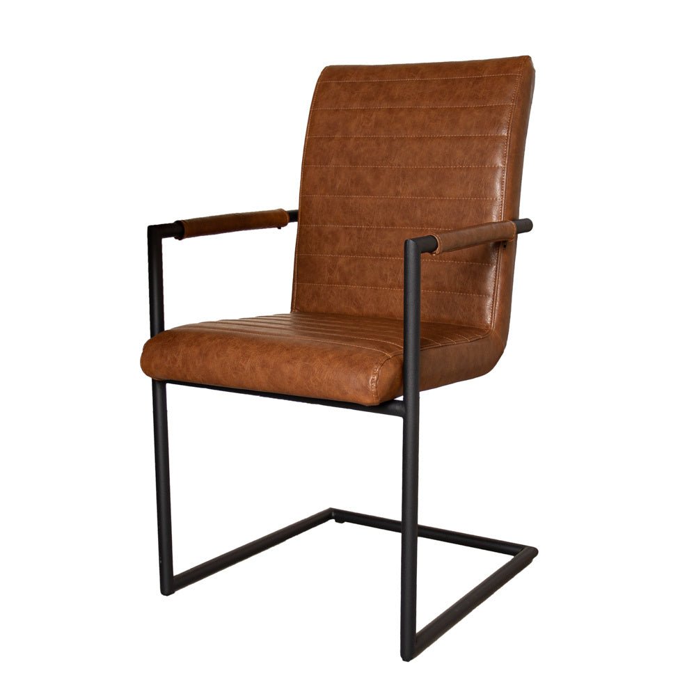 Spisestuestol BH Dimehouse Cognac LxBxH 73x59x58 Kunstlæder Hvid foto diagonalt set forfra