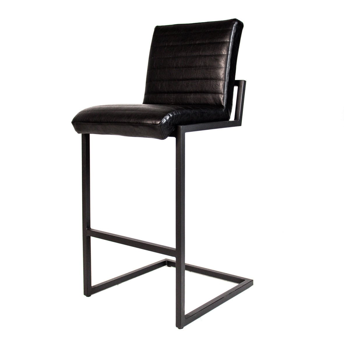 Barstol Kuba Dimehouse Sort LxBxH 93x58x53 Kunstlæder Hvidt foto diagonalt set forfra