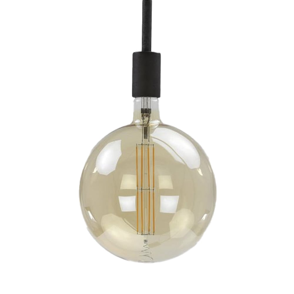 Lyskilde LED-glødetrådssfære Ø20 DH Interiør Ravfarvet glas LxBxH 32x23x23 Ravfarvet glas Hvidt foto set forfra