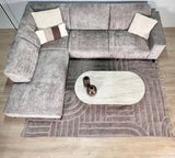 Hjørnesofa med chaise longue taupe chenille stof Manon - venstre 