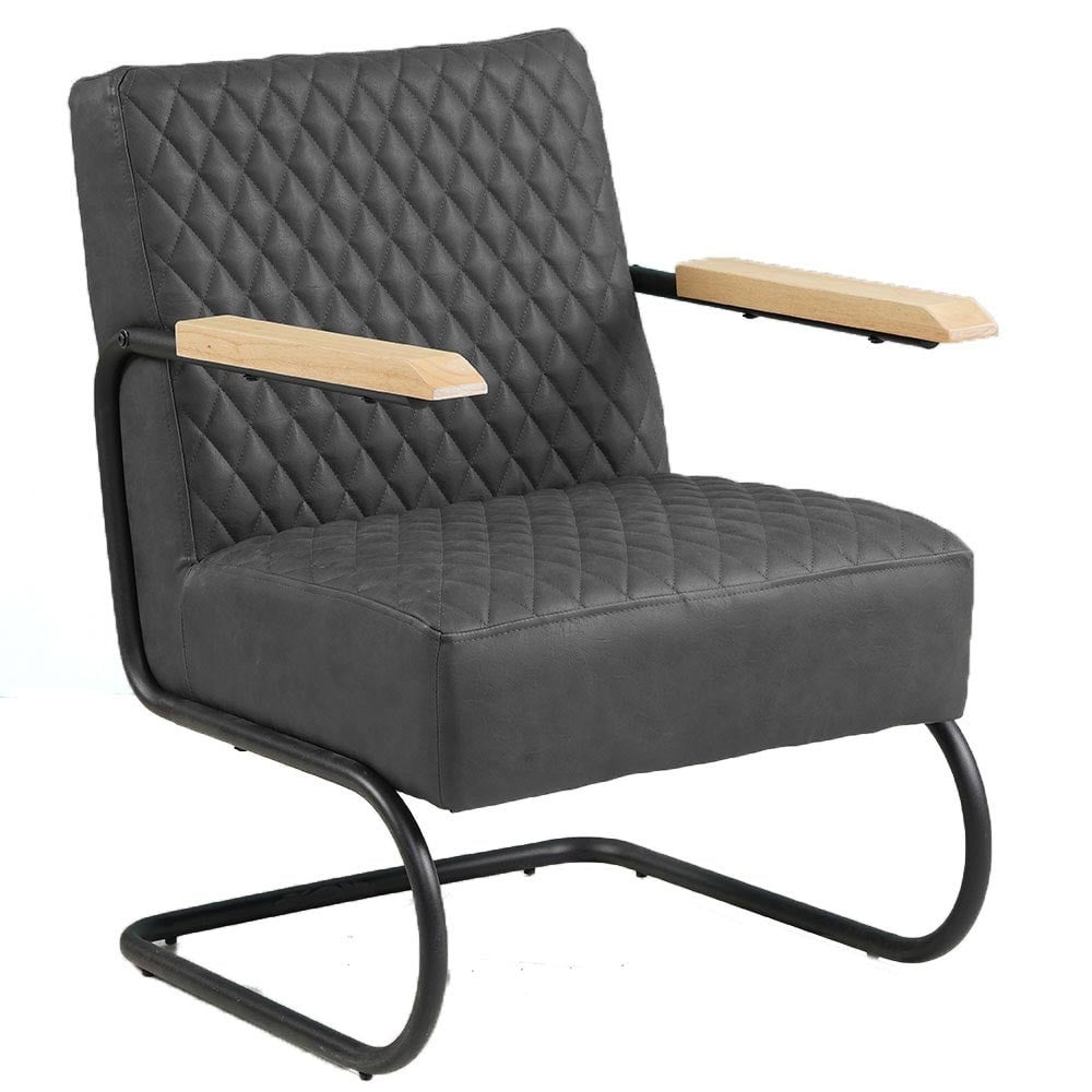 Lænestol Lars Dimehouse Antracit LxBxH 68x64x39 Kunstlæder Hvid foto diagonalt set forfra