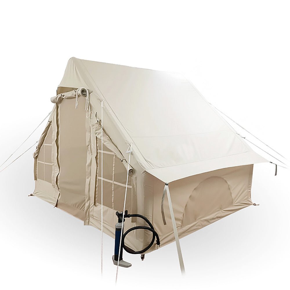 Telt Fire personers oppustelig beige 300x200x210 cm Dimehouse Beige LxBxH 75x48x38 Bomuld Hvid foto fra siden